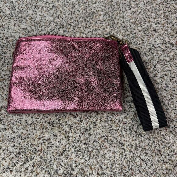 Anthropologie Handbags - Anthropologie Women's Hot Pink Shimmery Clutch with Wrist Strap​
